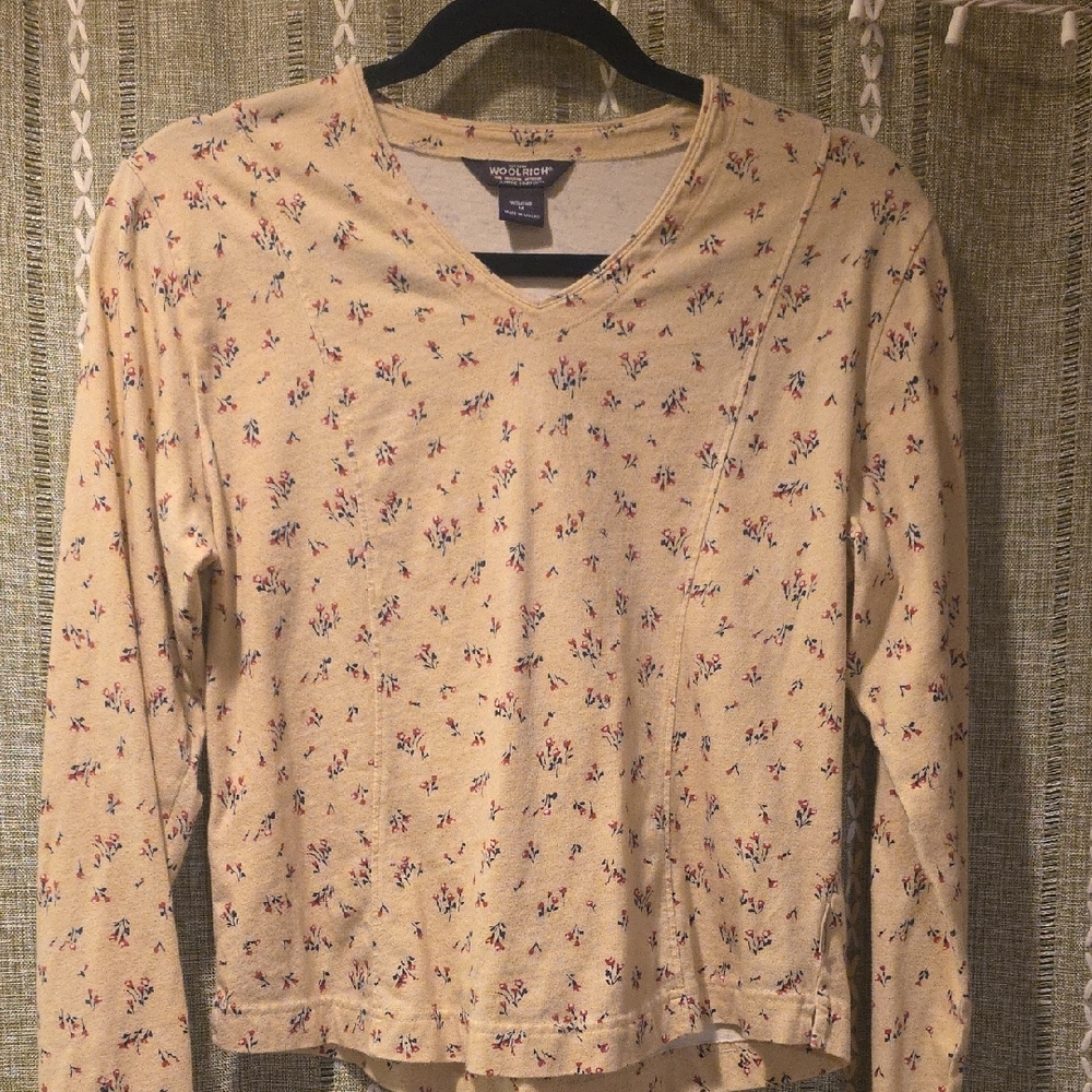 Woolrich Cream Fitted Long Sleeve Tee